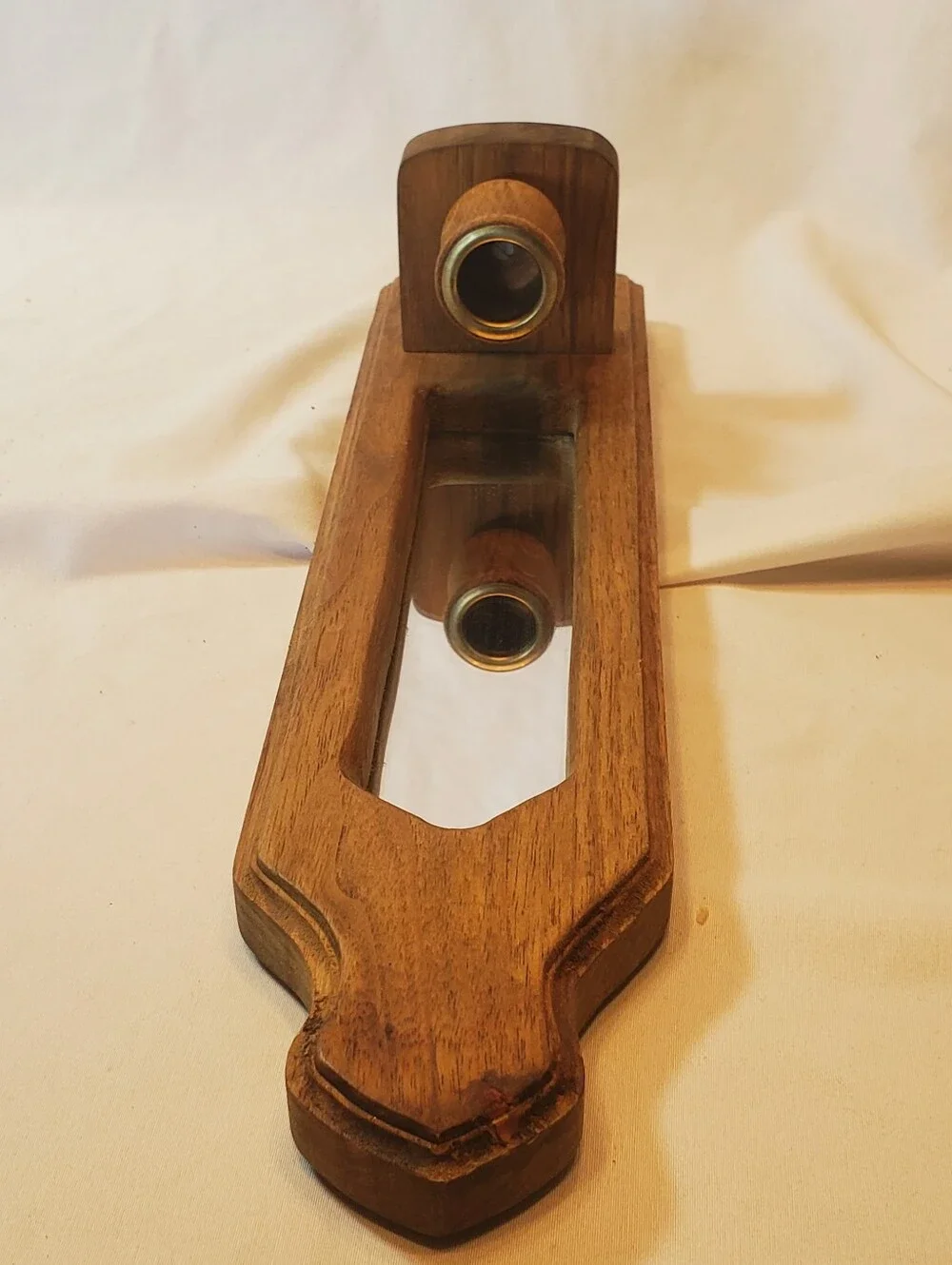 Home Interiors Homco Vtg Wood Wall Mirror Sconce Candle Holder in Natural Brown